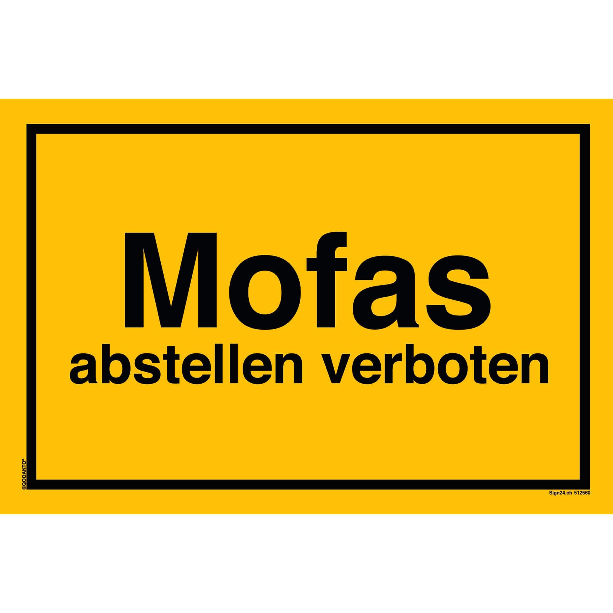 Mofas abstellen verboten, gelb, Schild