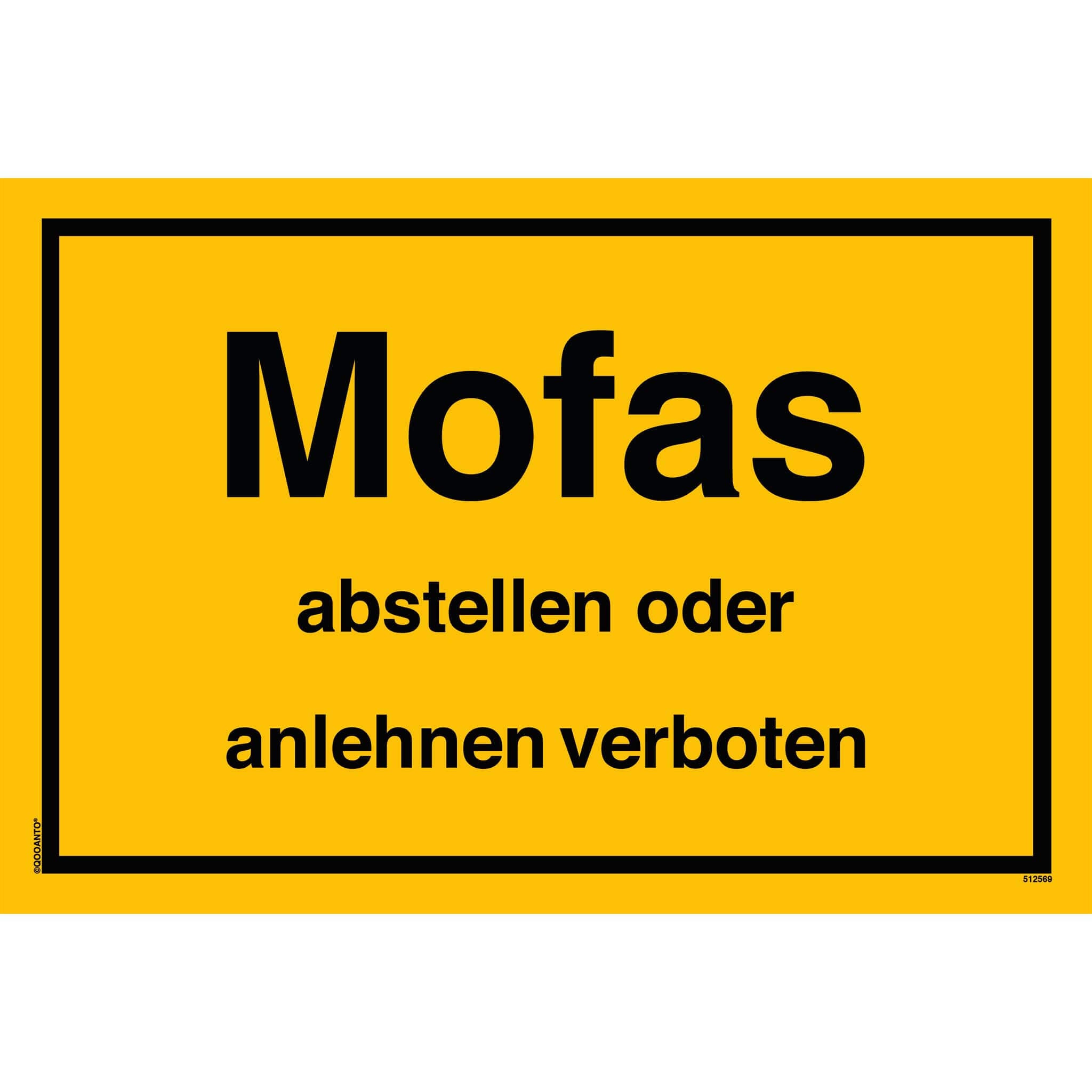 Mofas abstellen oder anlehnen verboten, gelb, Schild