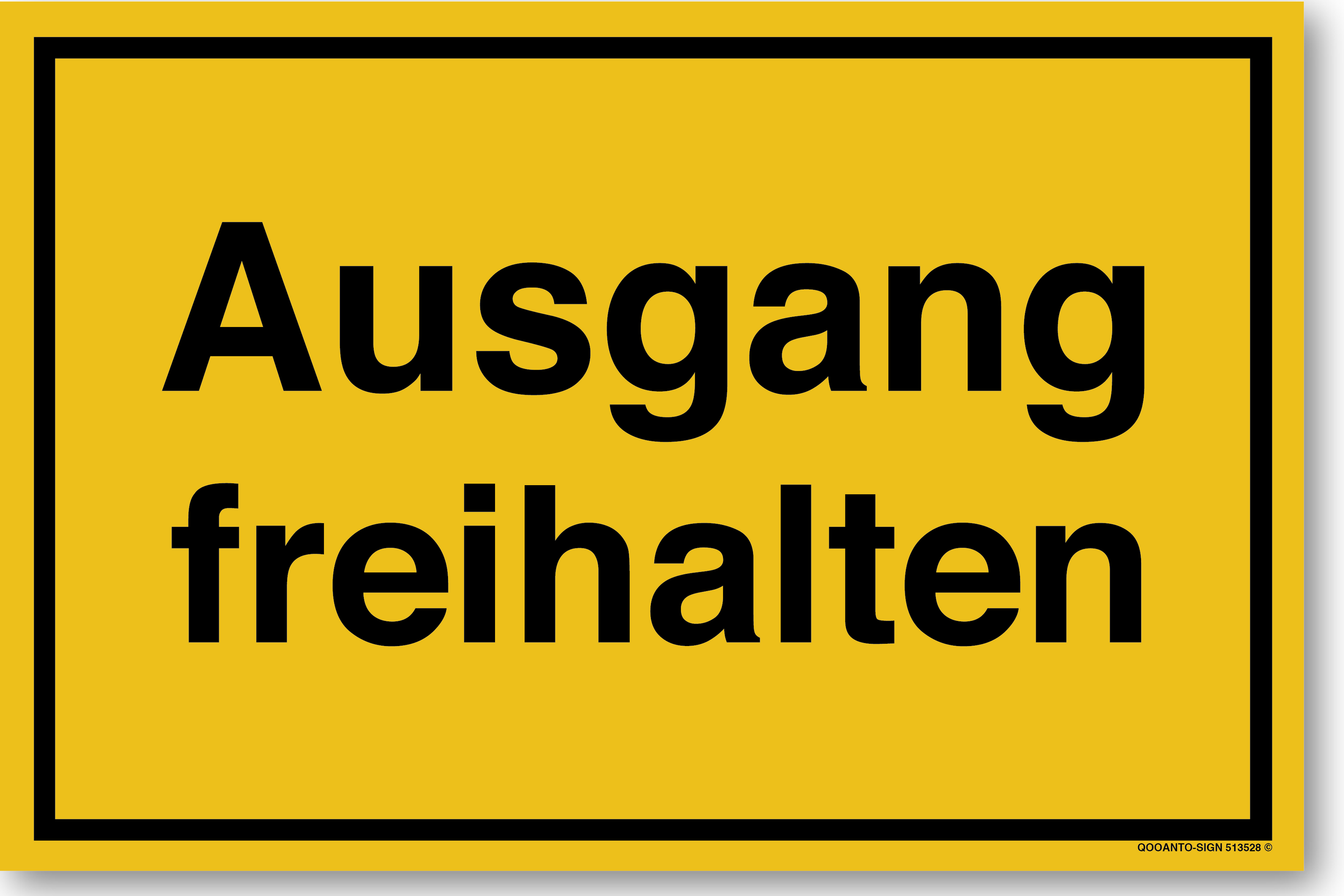 Ausgang freihalten, gelb, Schild
