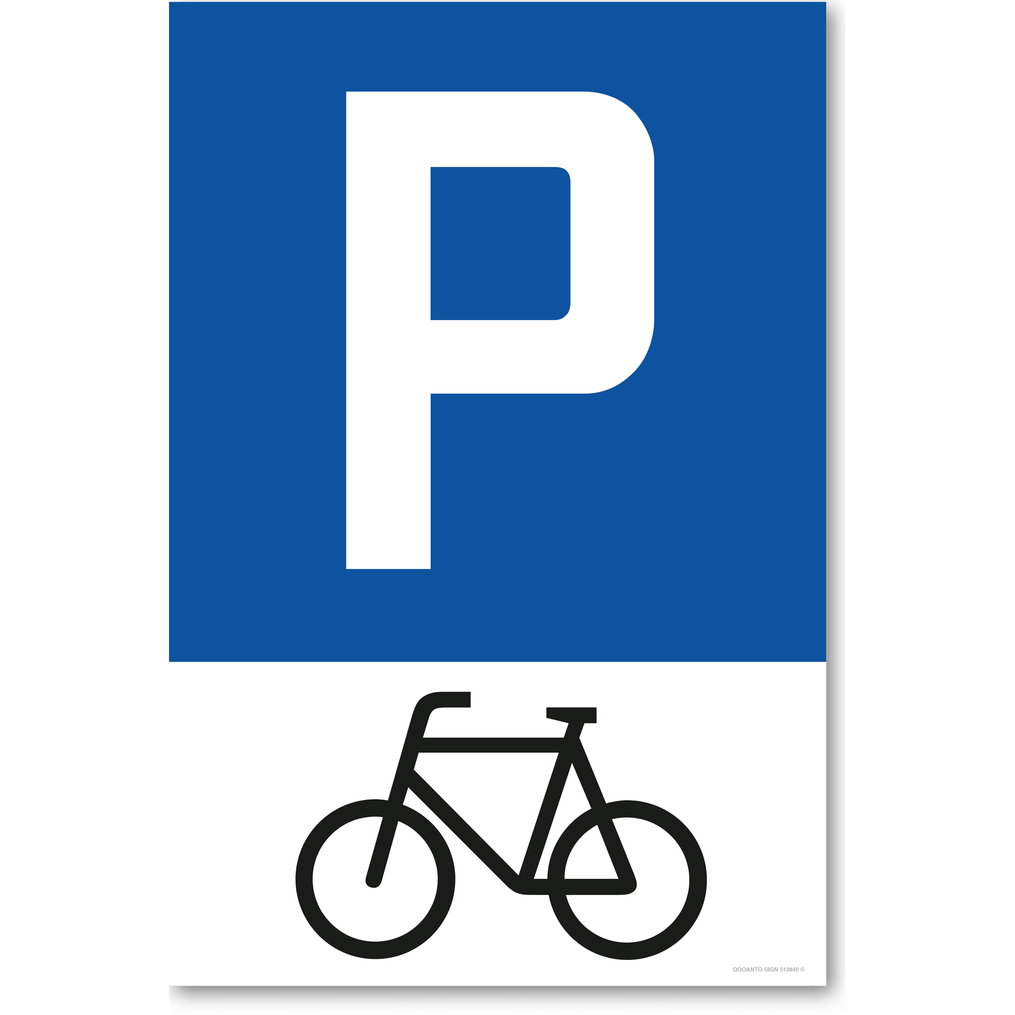 WUNSCHTEXT Velo Parkplatzschild oder Aufkleber | Alu-Verbund oder Selbstklebefolie | Blau/Weiss | Rechteck | Hochformat