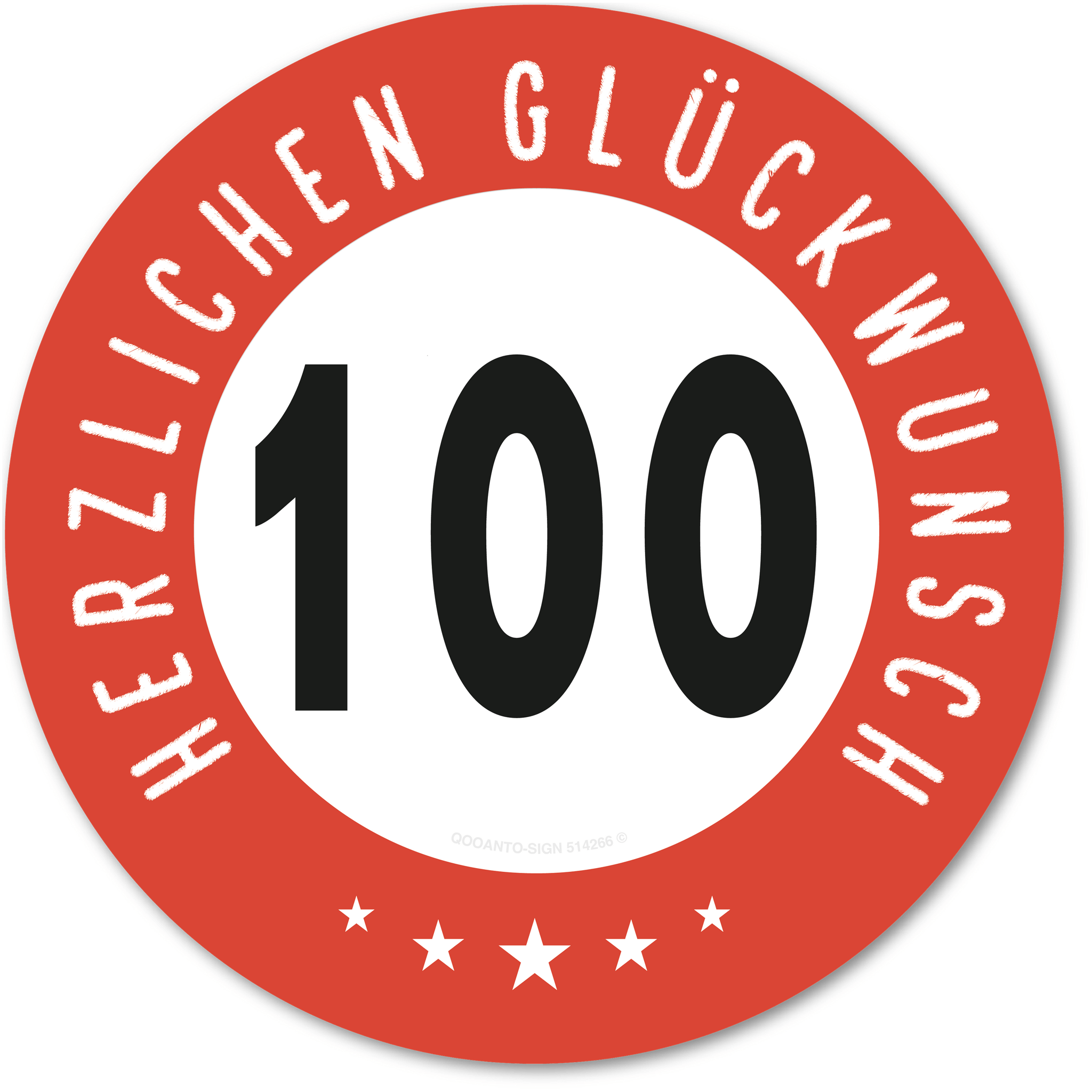 Herzlichen Glückwunsch 100 Jahre mit 5 Sterne - Geburtstag, Jubiläum, Ehrentag, Jahrestag Strassenschild