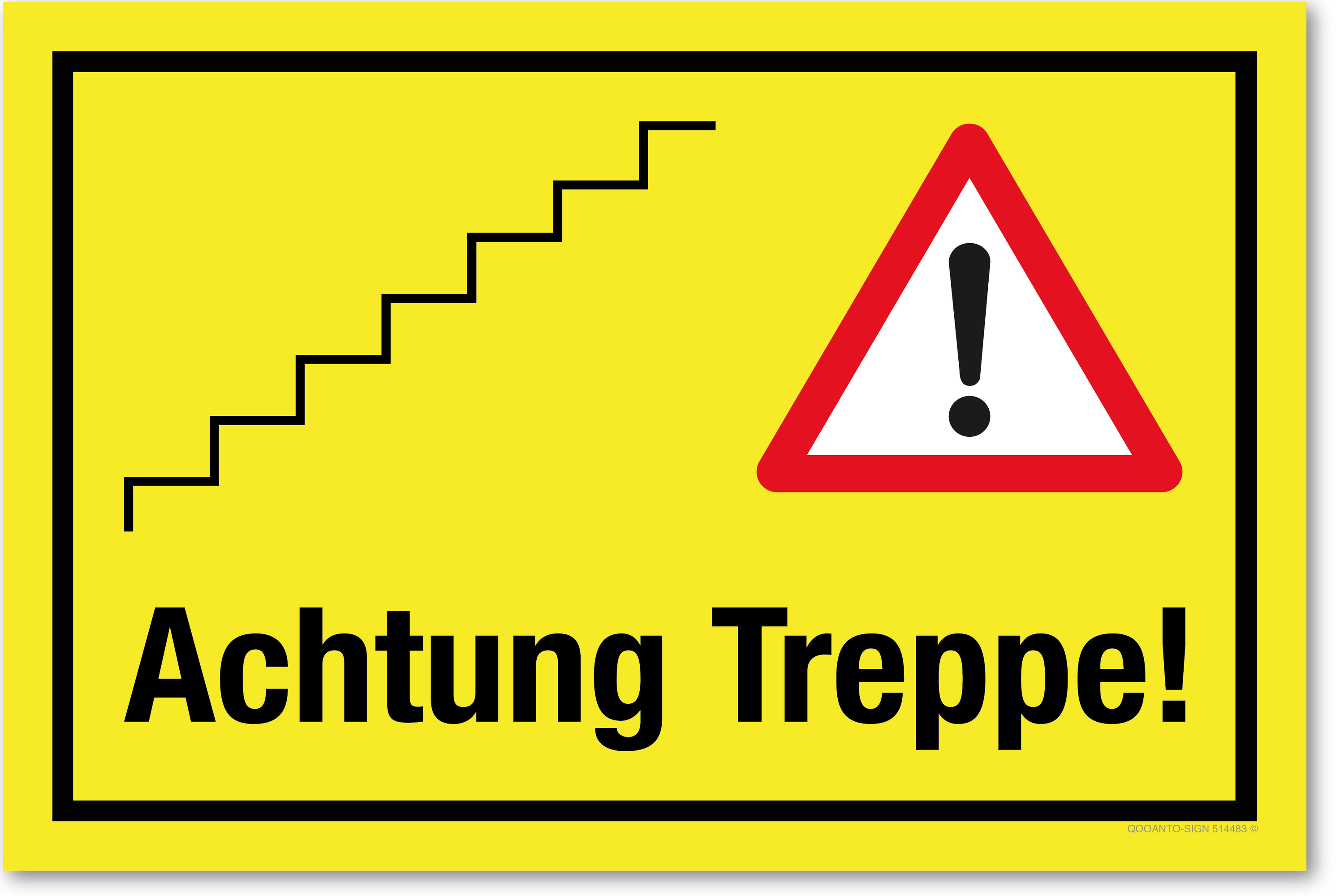 Achtung Treppe !, gelb, Schild
