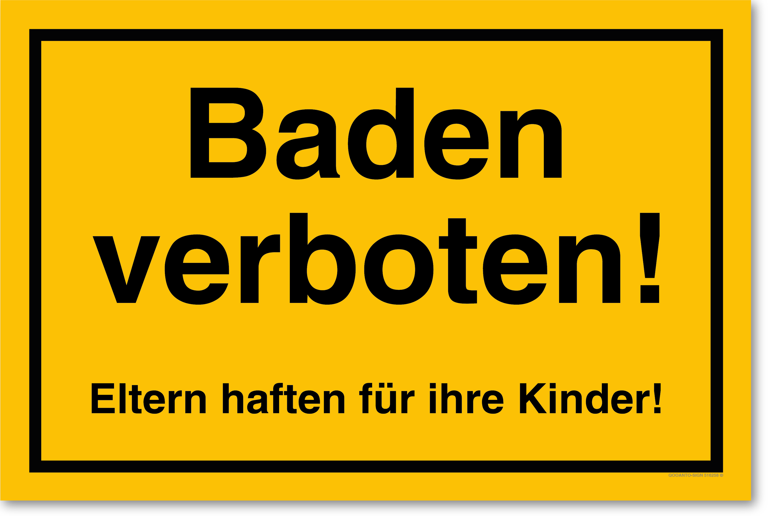 Baden verboten! Eltern haften für ihre Kinder!, gelb, Schild