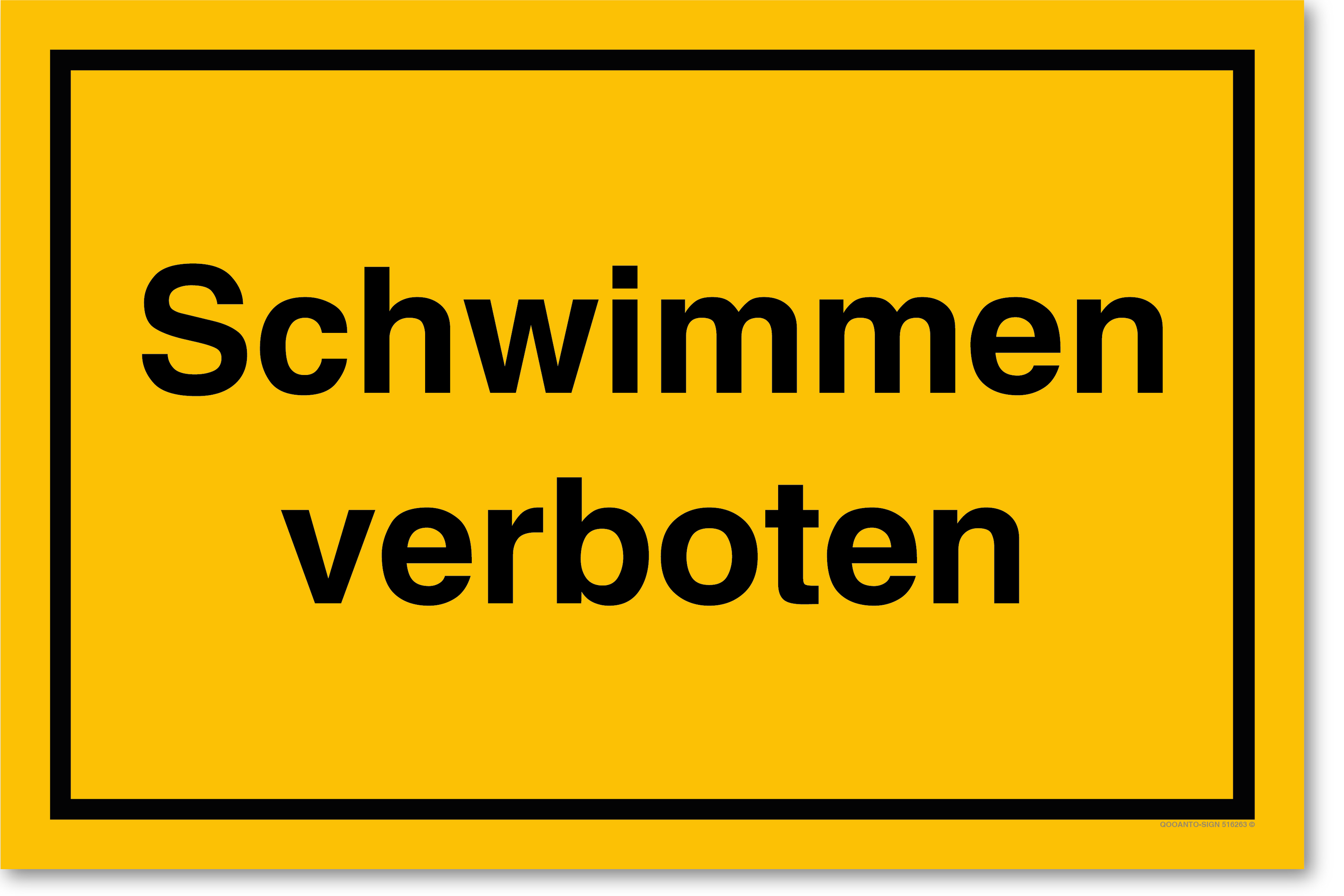 Schwimmen verboten, gelb, Schild