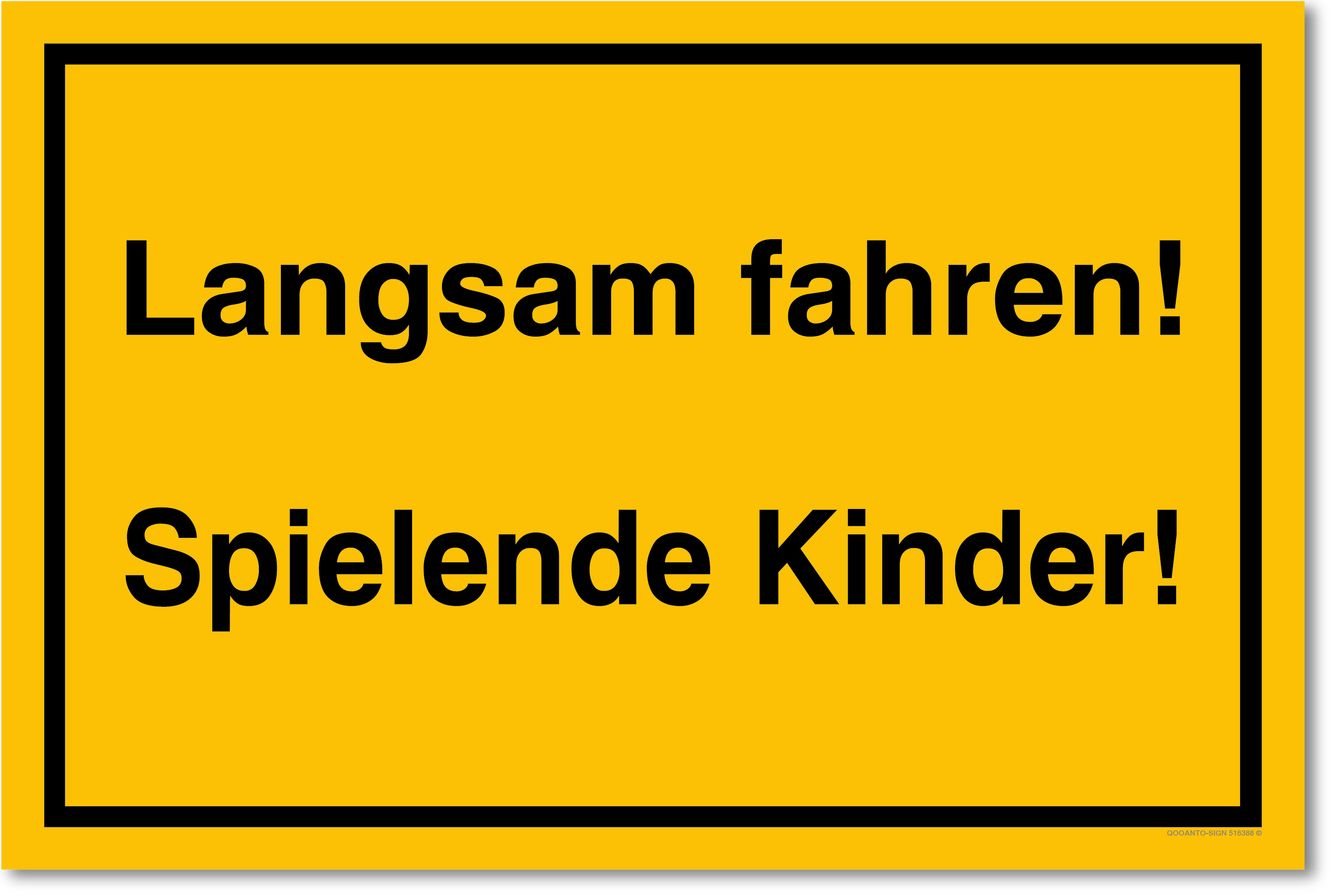 Langsam fahren! Spielende Kinder!, gelb, Schild