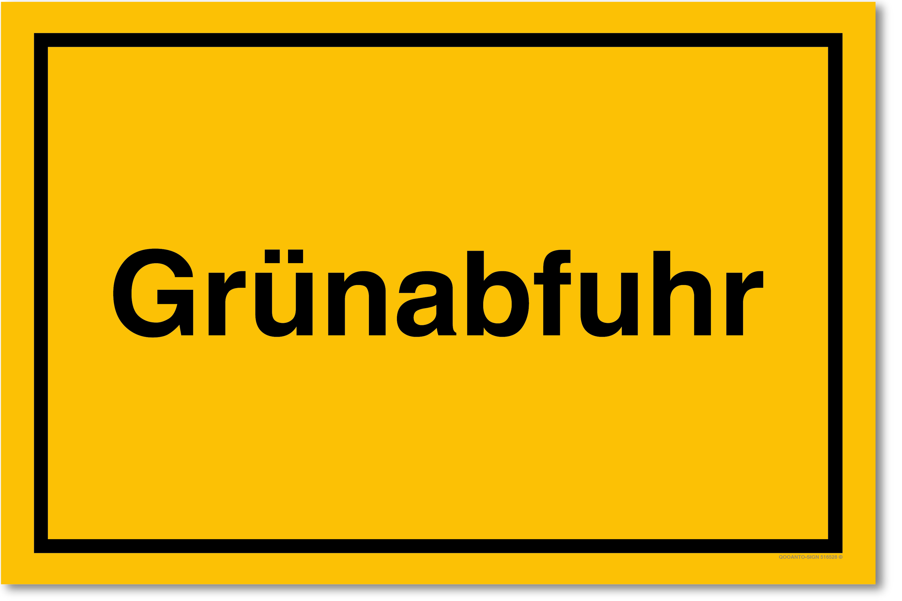 Grünabfuhr, gelb, Schild