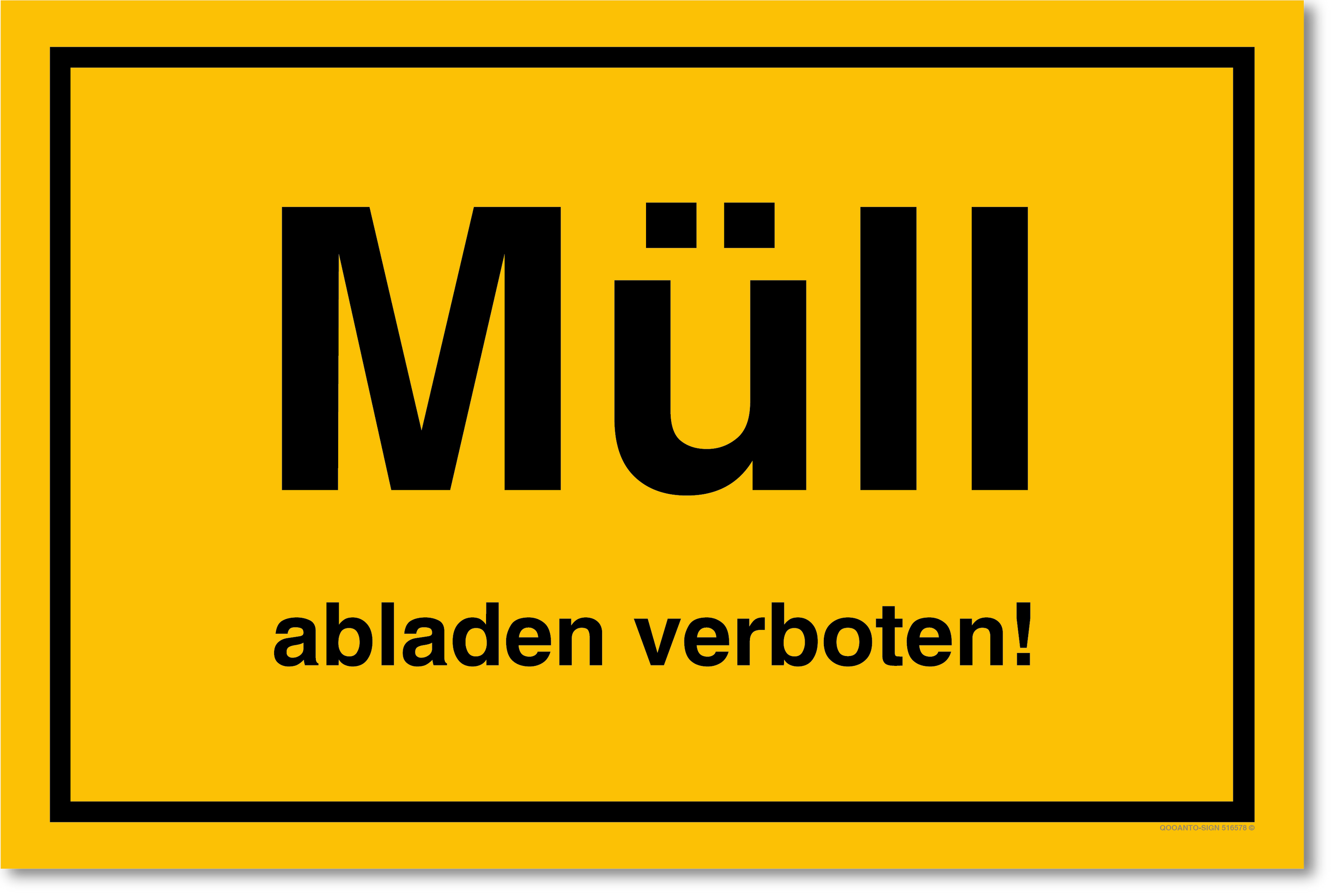 Müll abladen verboten!, gelb, Schild