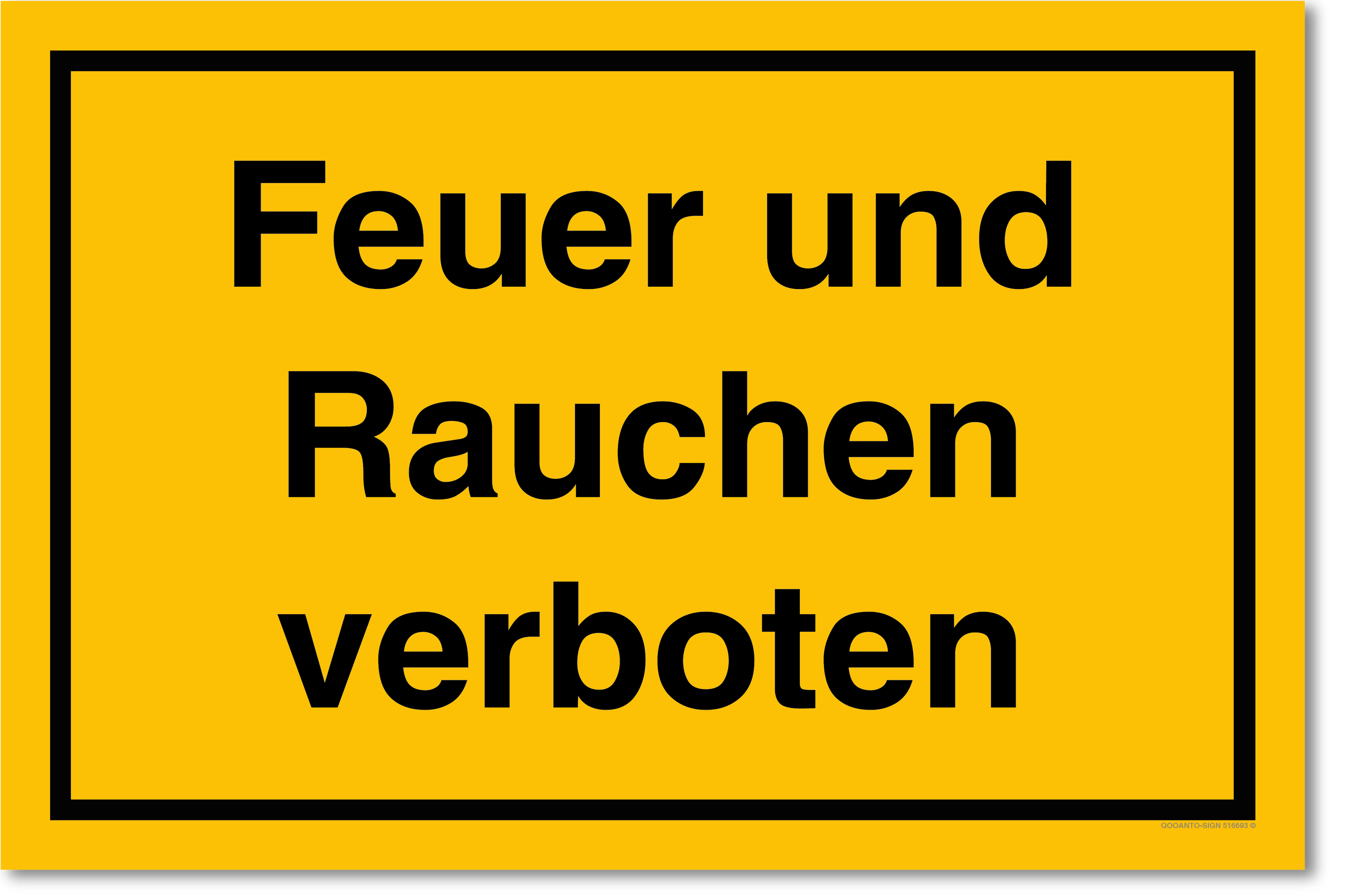 Feuer und Rauche verboten, gelb, Schild