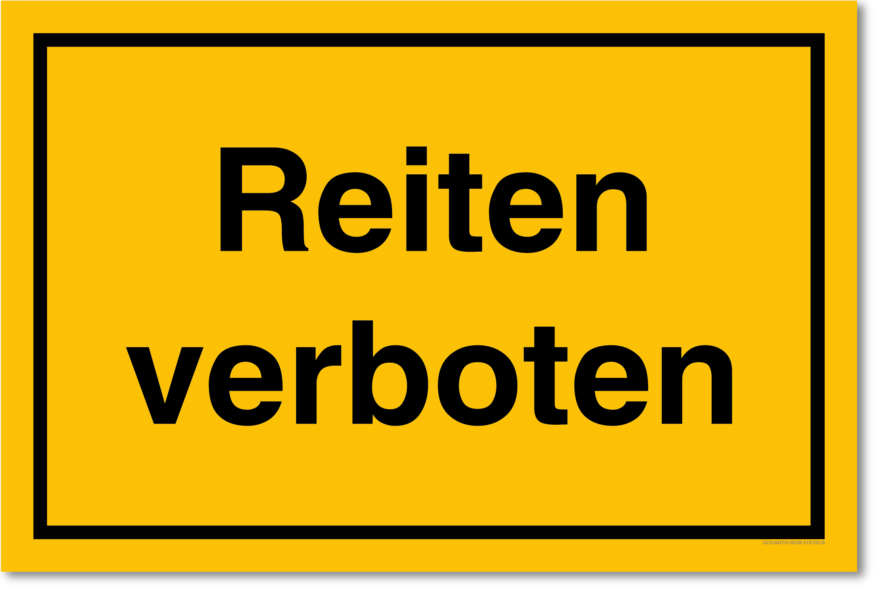 Reiten verboten, gelb, Schild