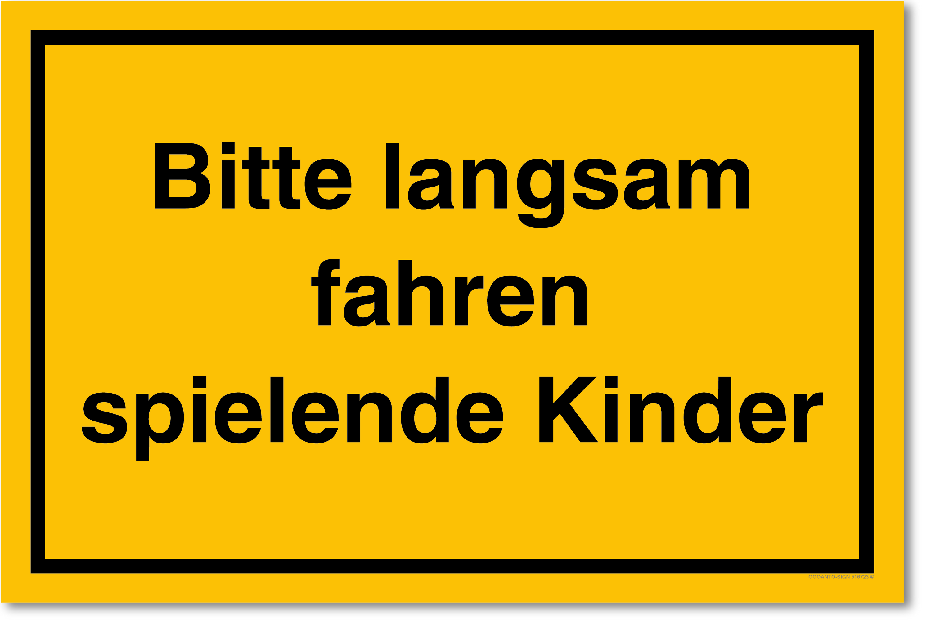 Bitte langsam fahren - spielende Kinder, gelb, Schild