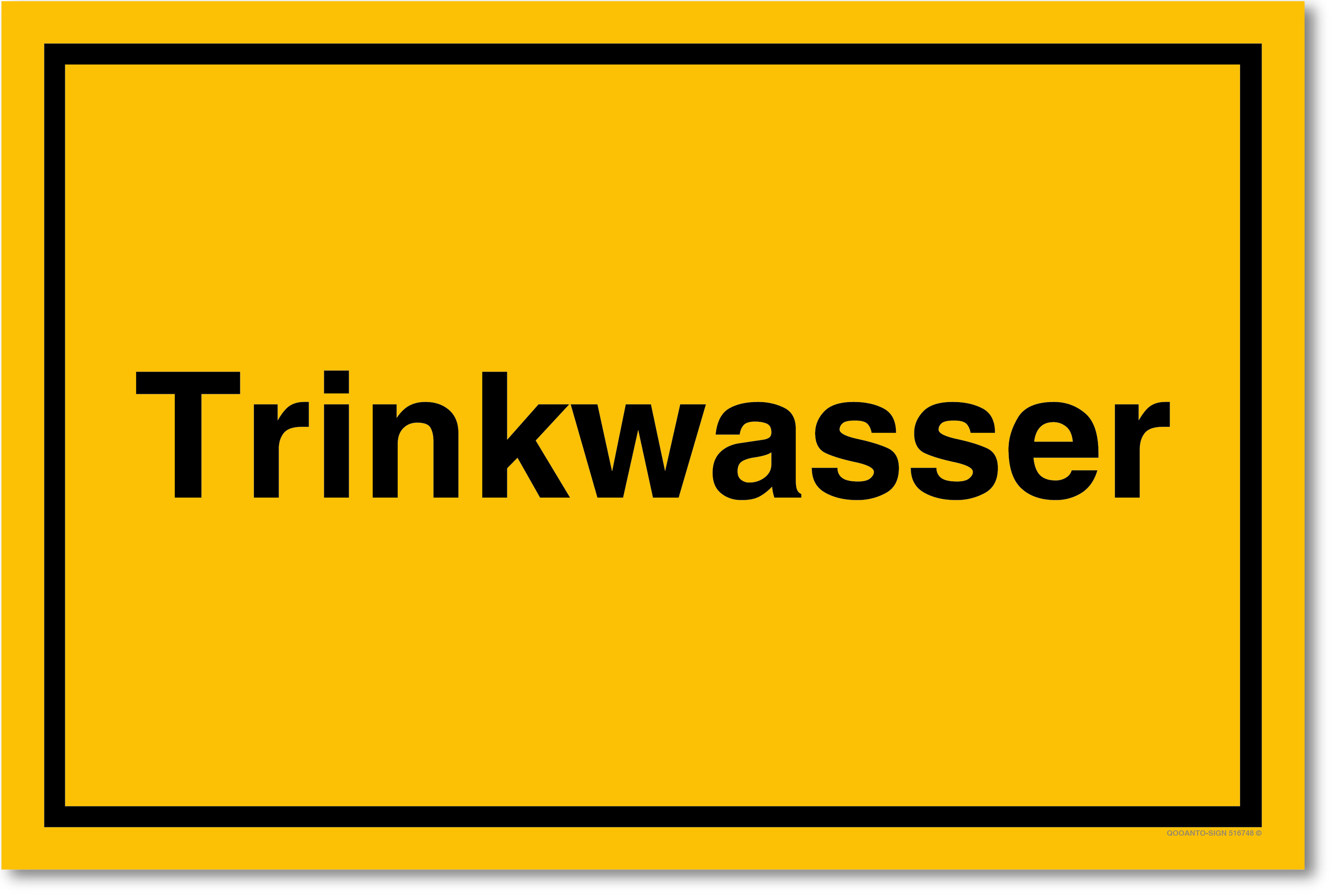 Trinkwasser, gelb, Schild