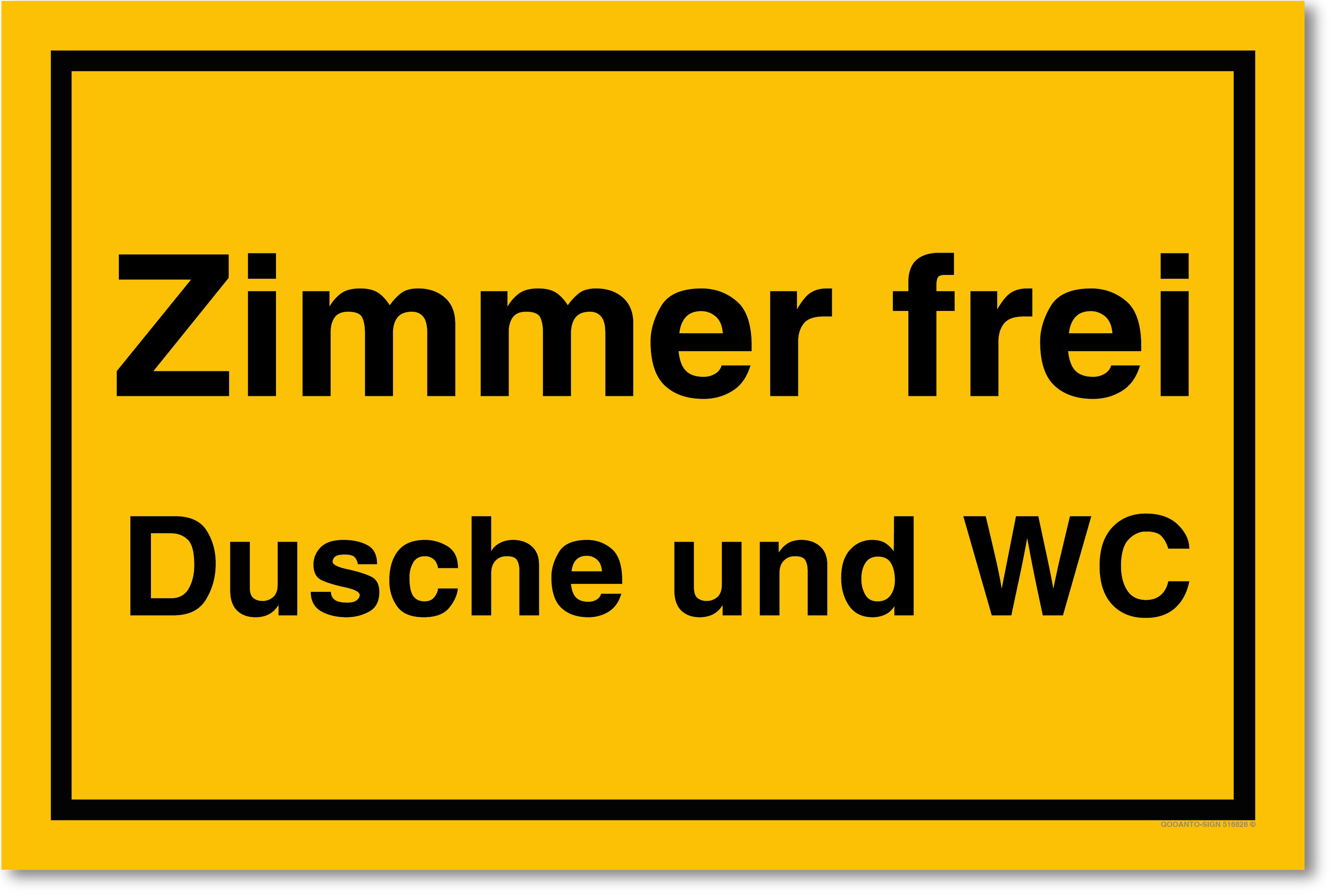 Zimmer frei Dusche und WC, gelb, Schild