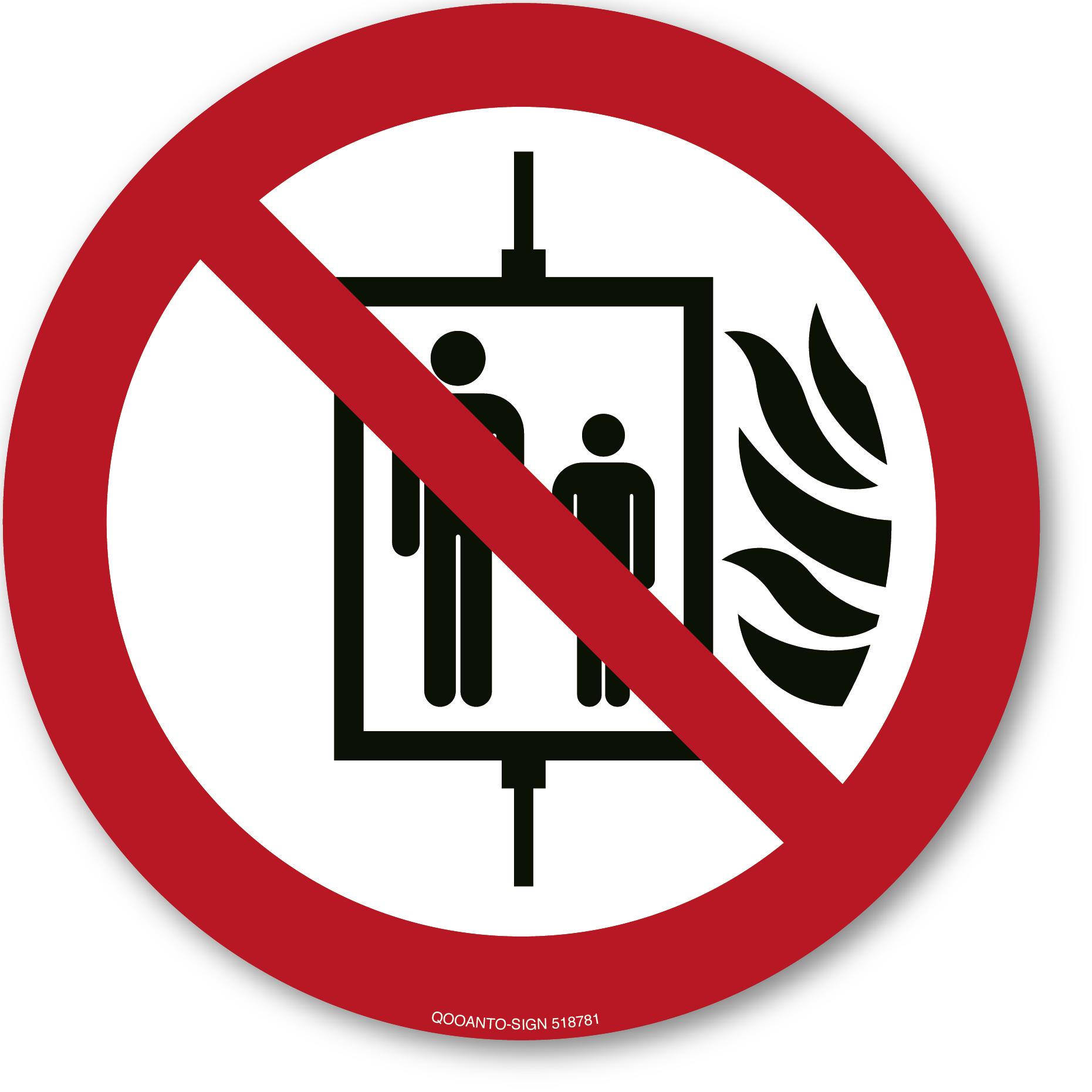Aufzug im Brandfall nicht benutzen, Schild oder Aufkleber