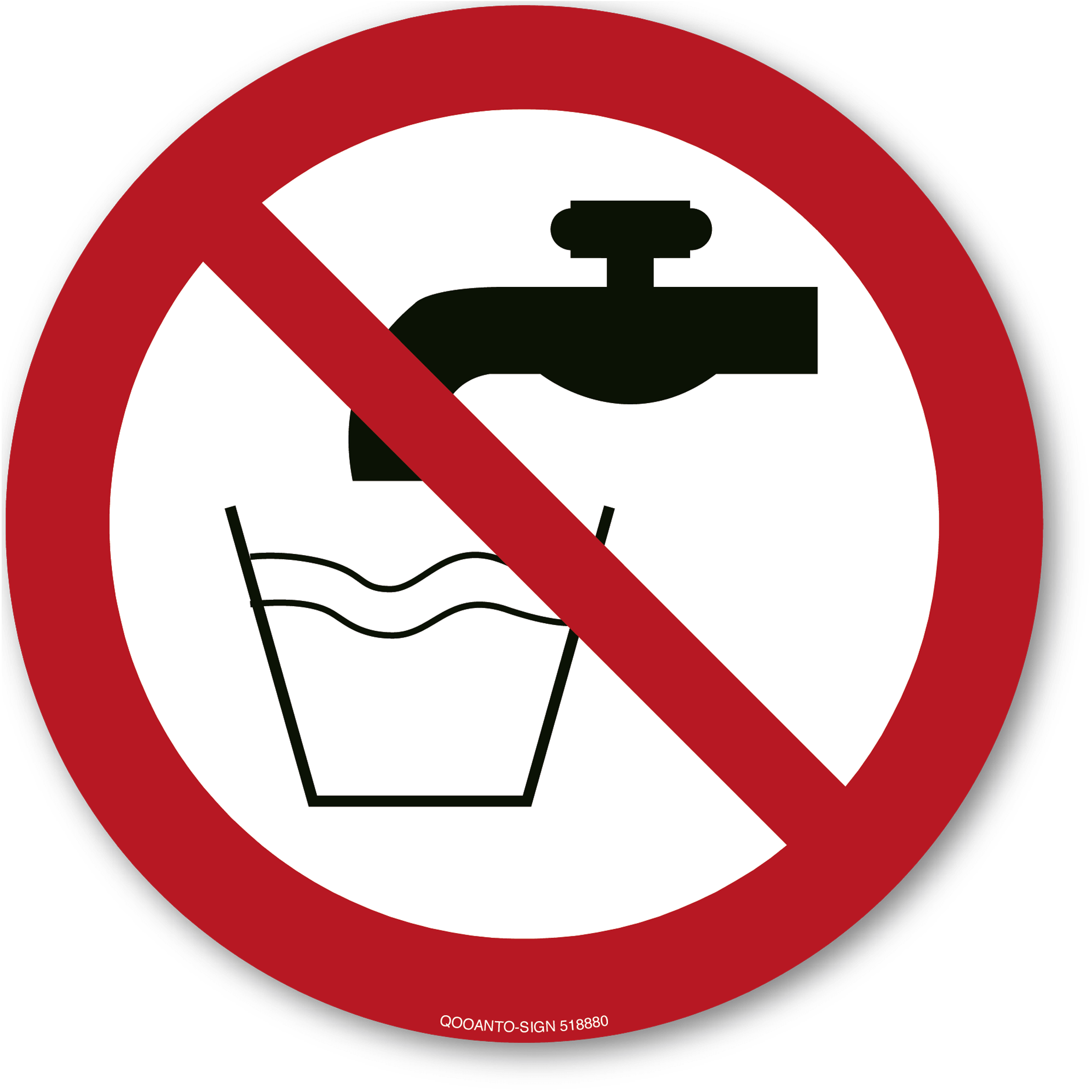30 Stück Kein Trinkwasser, EN ISO 7010, P005 Verbots Aufkleber | Klebefolie | 10 cm | Weiss | Rund