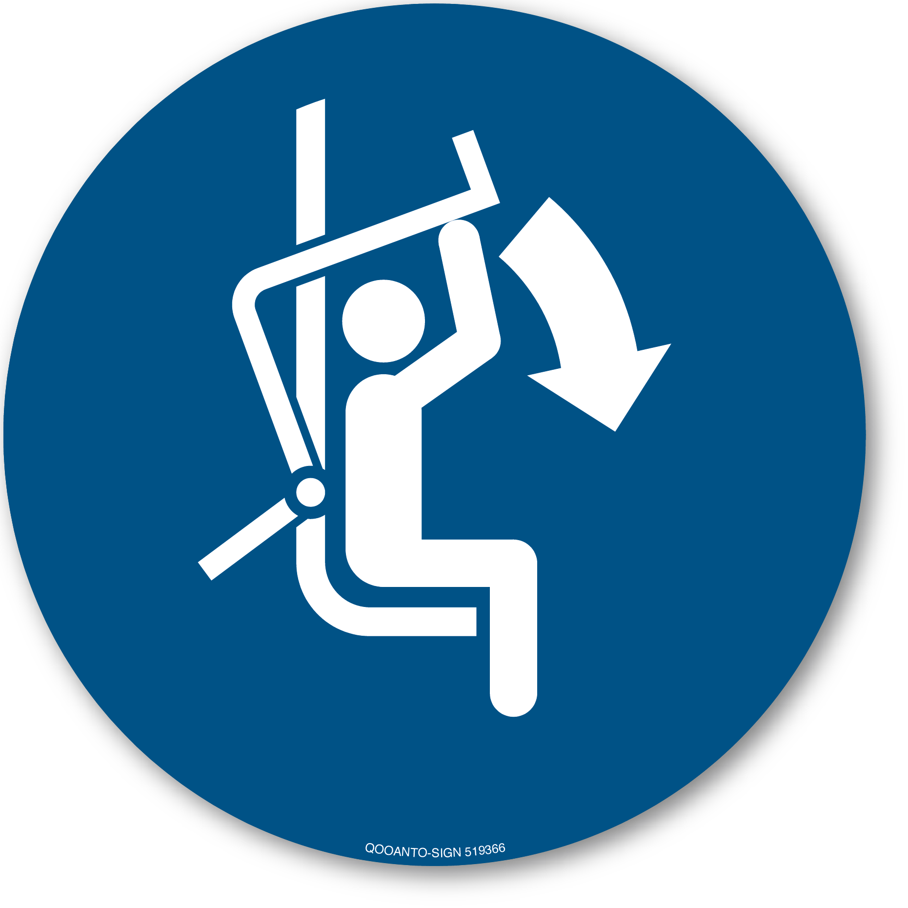 Sicherheitsbügel des Sessellifts schließen, Schild oder Aufkleber