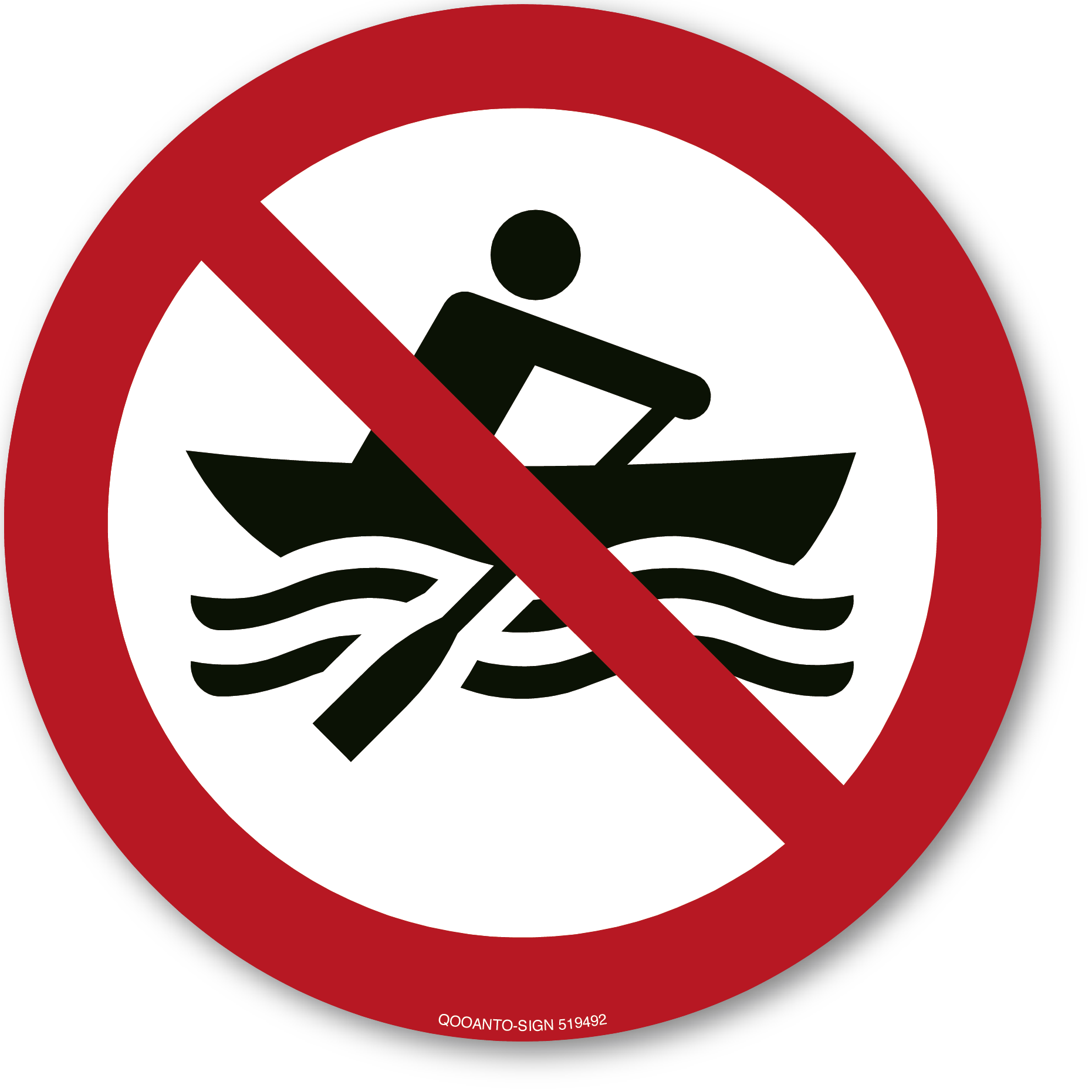 Muskelbetriebene Boote verboten, Schild oder Aufkleber