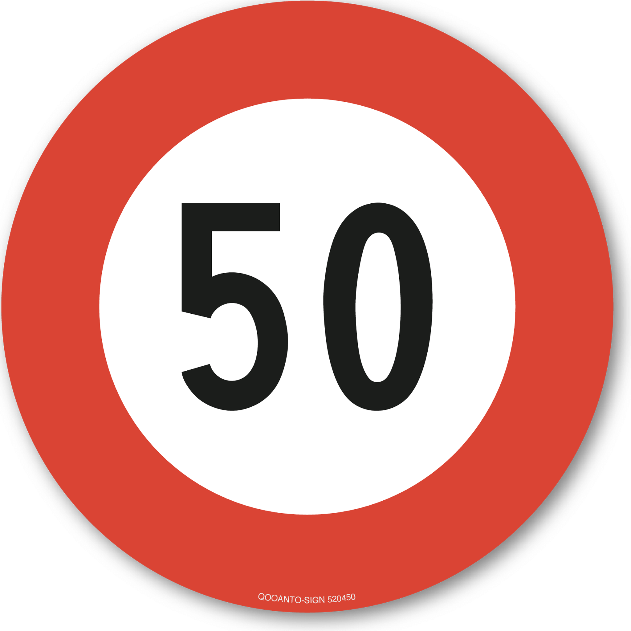 Höchstgeschwindigkeit - 50, Schild oder Aufkleber
