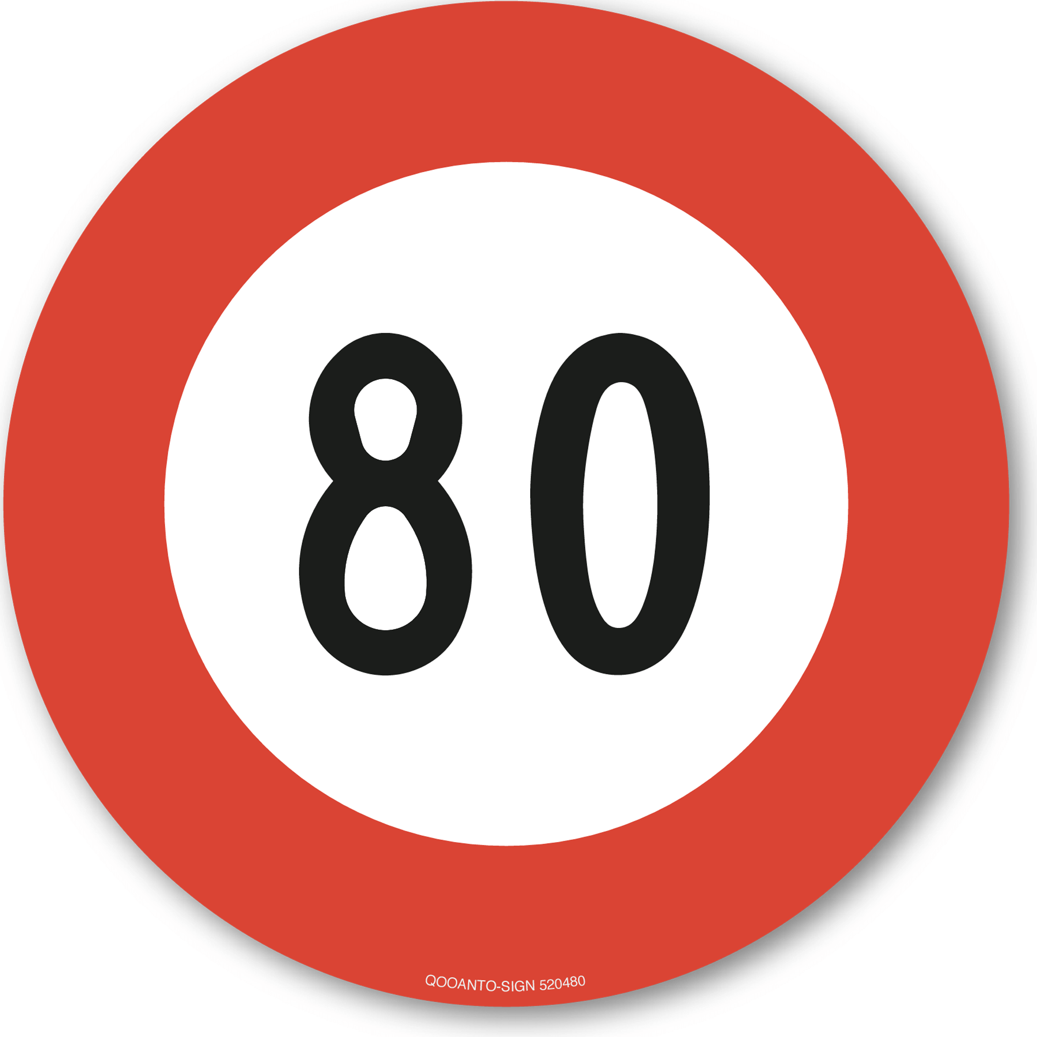 50 Stück Höchstgeschwindigkeit 80 Verkehrs Aufkleber | Klebefolie | 5 cm | Weiss/Rot | Rund