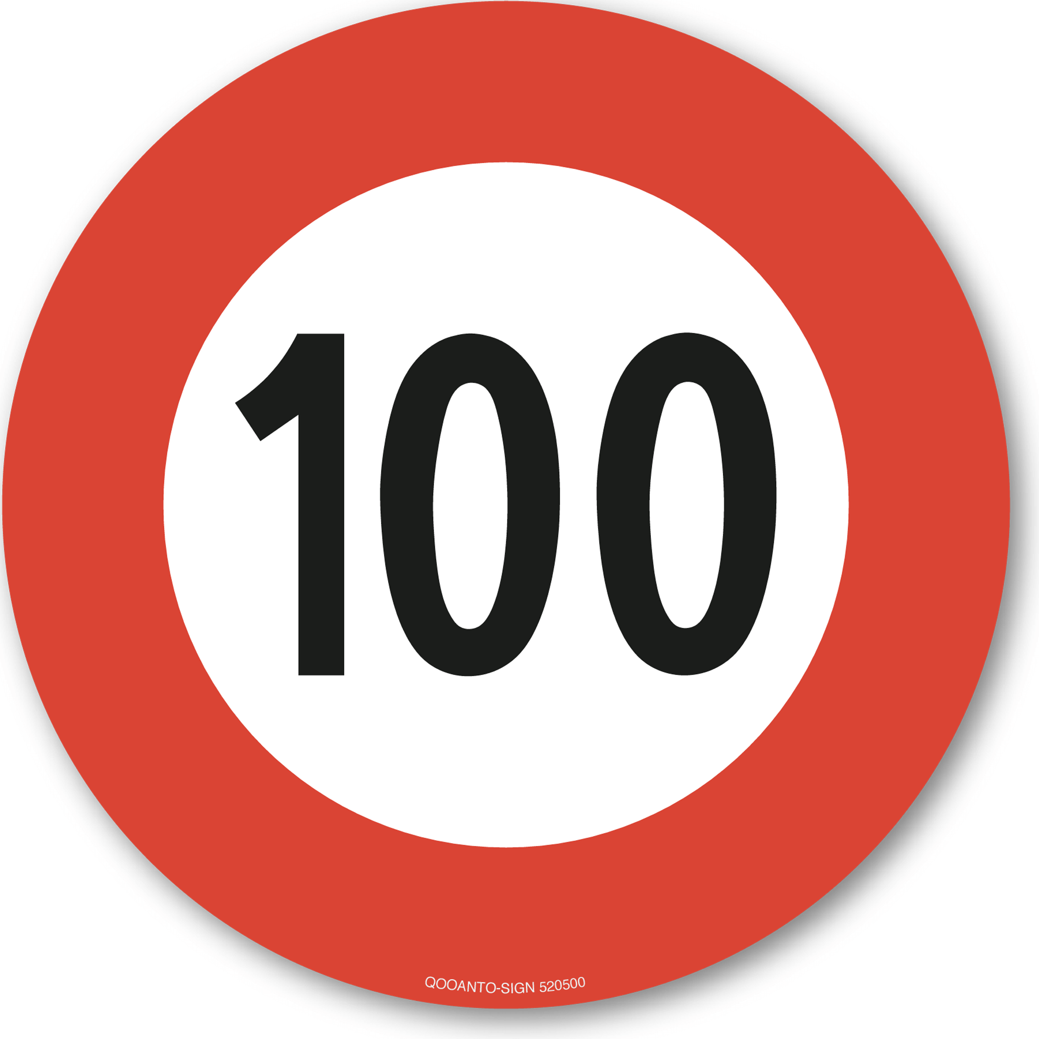 30 Stück Höchstgeschwindigkeit 100 Verkehrs Aufkleber | Klebefolie | 10 cm | Weiss/Rot | Rund