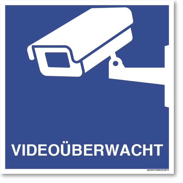 30 Stück Videoüberwachung Aufkleber VIDEOÜBERWACHT | UV-Schutz | Klebefolie | 10.5 x 10.5 cm | Blau/Weiss | Quatratisch