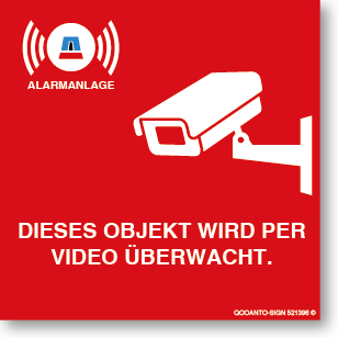 60 Stück Videoüberwachung Aufkleber Video Überwachungsschild | UV-Schutz | Klebefolie | 5.2 x 5.2 cm | Rot/Weiss | Quatratisch