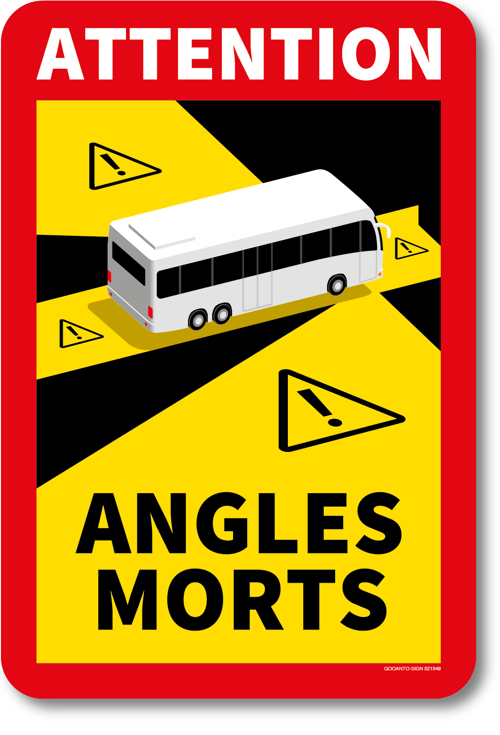 Angle Morts Zeichen für Wohnmobile, Hinweisschild, Aufkleber, aus Alu-Verbund oder Selbstklebefolie, mit UV-Schutz