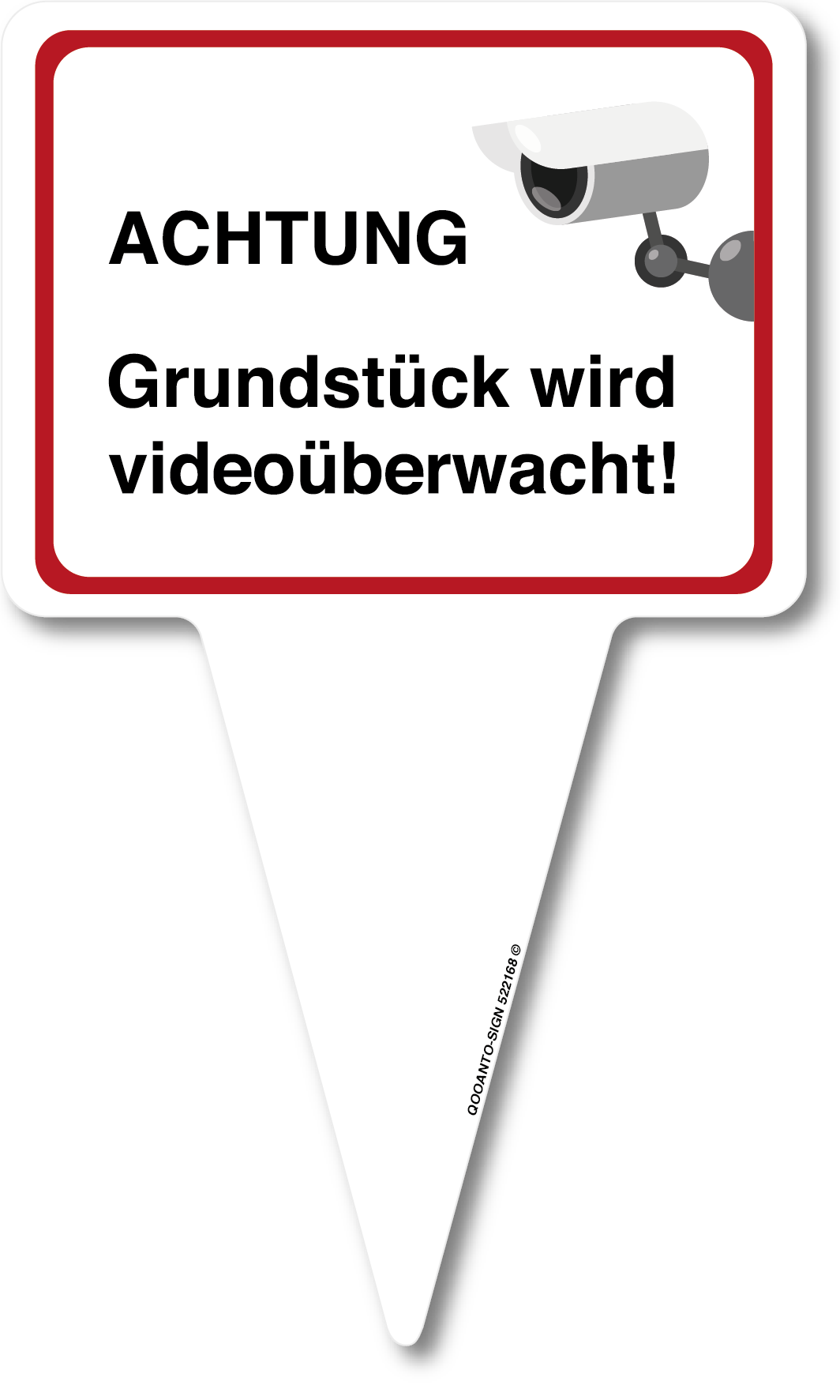 Videoüberwachung Schild, Achtung Grundstück wird Videoüberwacht, aus Alu-Verbund, mit UV-Schutz