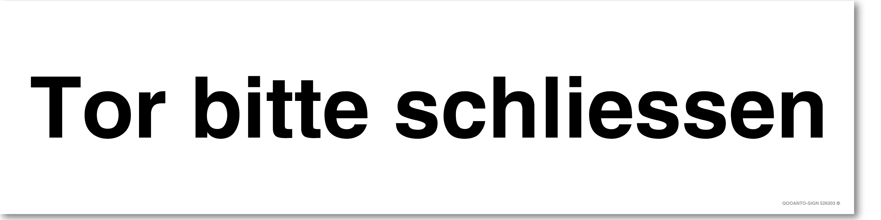 Tor Bitte Schliessen Schild | Alu-Verbund | UV-Schutz | Weiss | Verlängert | Querformat