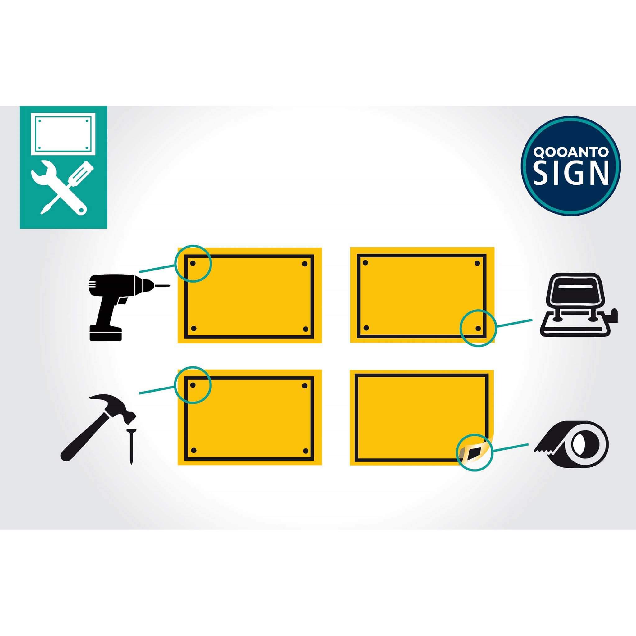 3 Stück Kein Durchgang Schild | Alu-Verbund | 20 x 13.3 cm | Gelb | Rechteck | Querformat