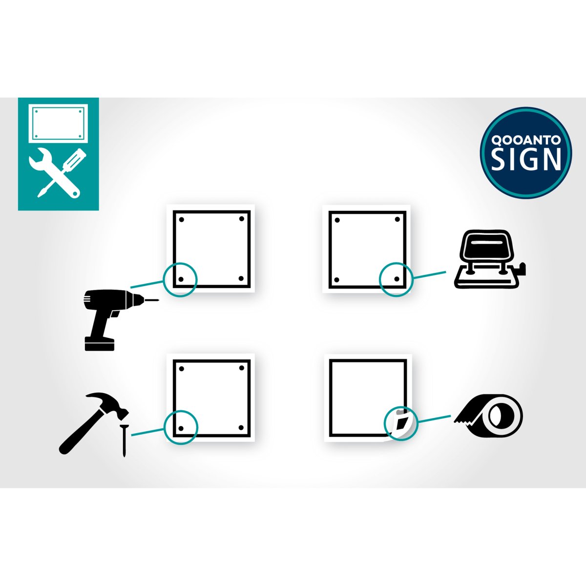 Fahrtrichtung Links Schild oder Aufkleber | Alu-Verbund oder Selbstklebefolie | Blau/Weiss | Rund - QOOANTO-SIGN