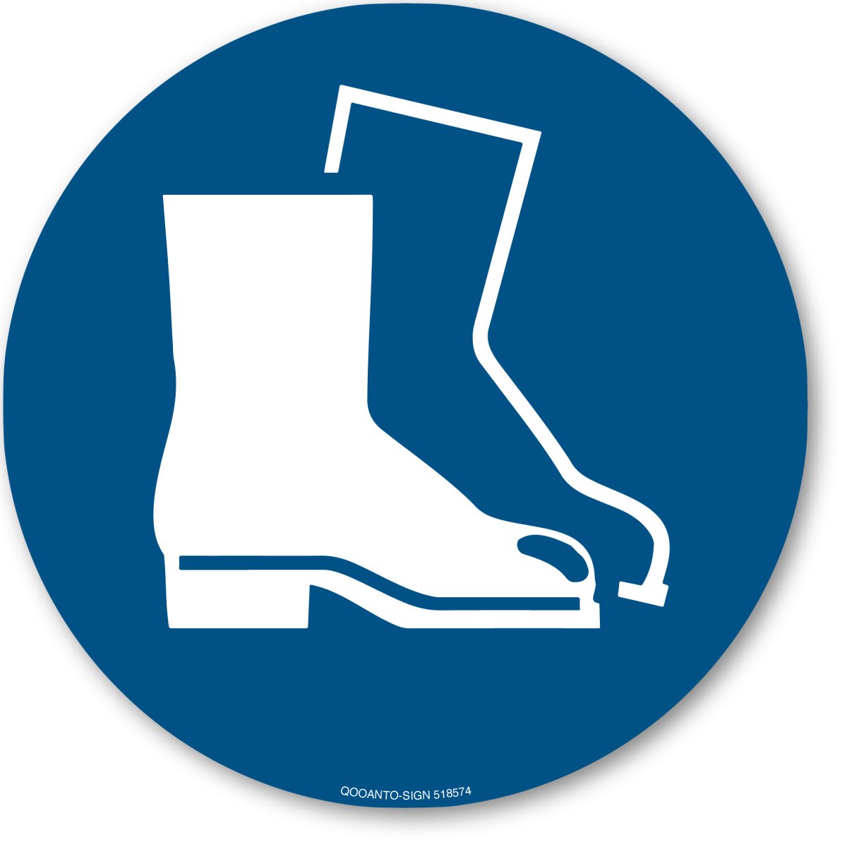 Fußschutz Benutzen, EN ISO 7010, M008 Gebotsschild oder Aufkleber aus Alu-Verbund oder Selbstklebefolie mit UV-Schutz - QOOANTO-SIGN
