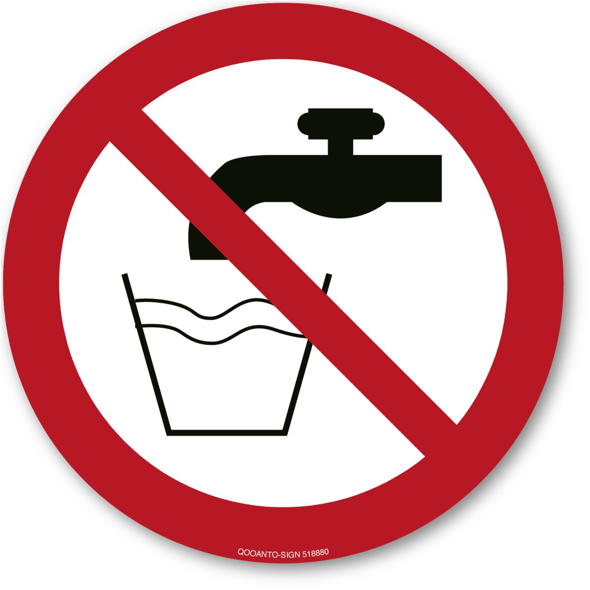 Kein Trinkwasser, EN ISO 7010, P005 Verbotsschild oder Aufkleber aus Alu-Verbund oder Selbstklebefolie mit UV-Schutz - QOOANTO-SIGN