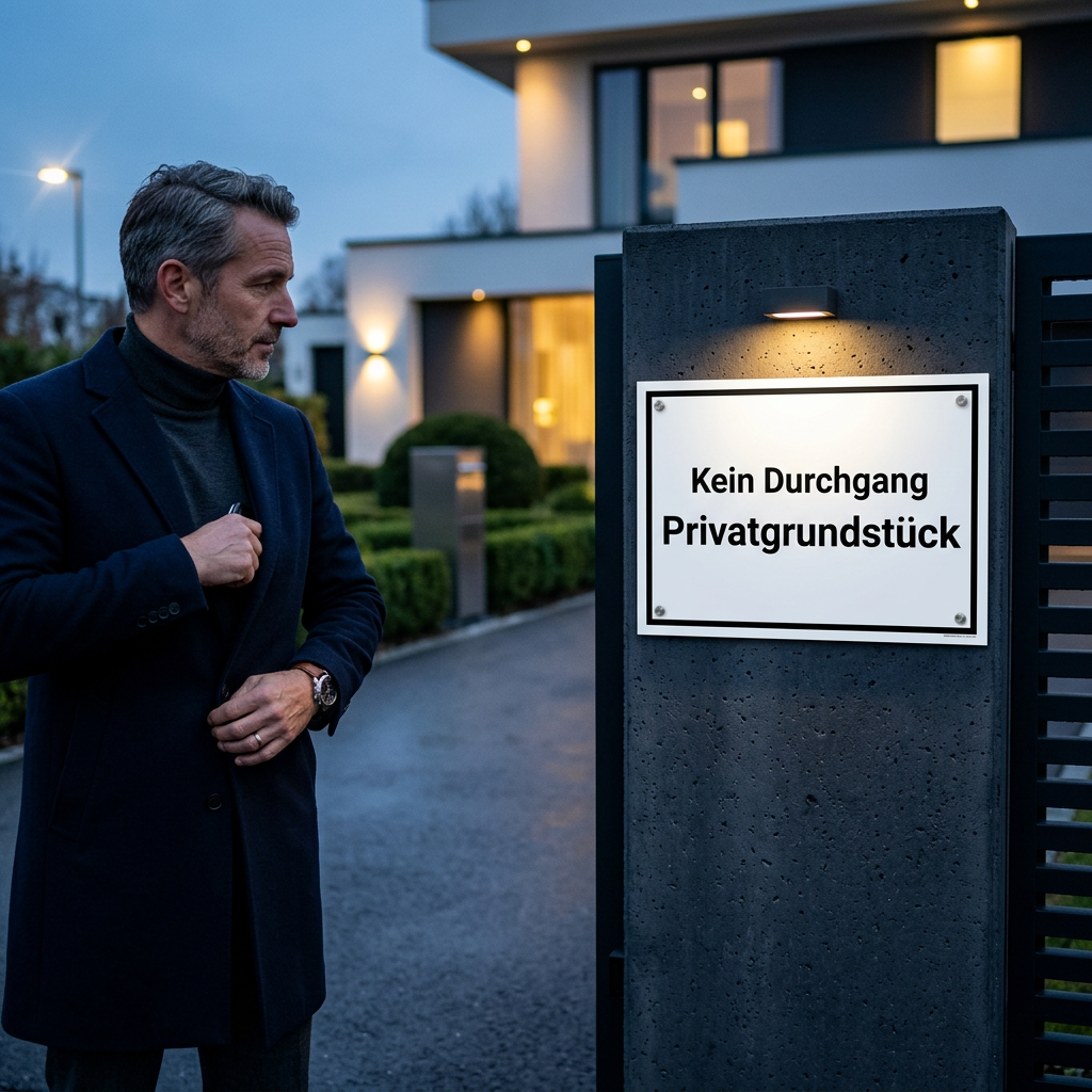 Kein Durchgang Privatgrundstück Schild oder Aufkleber | Alu-Verbund oder Selbstklebefolie | Weiss | Rechteck | Querformat