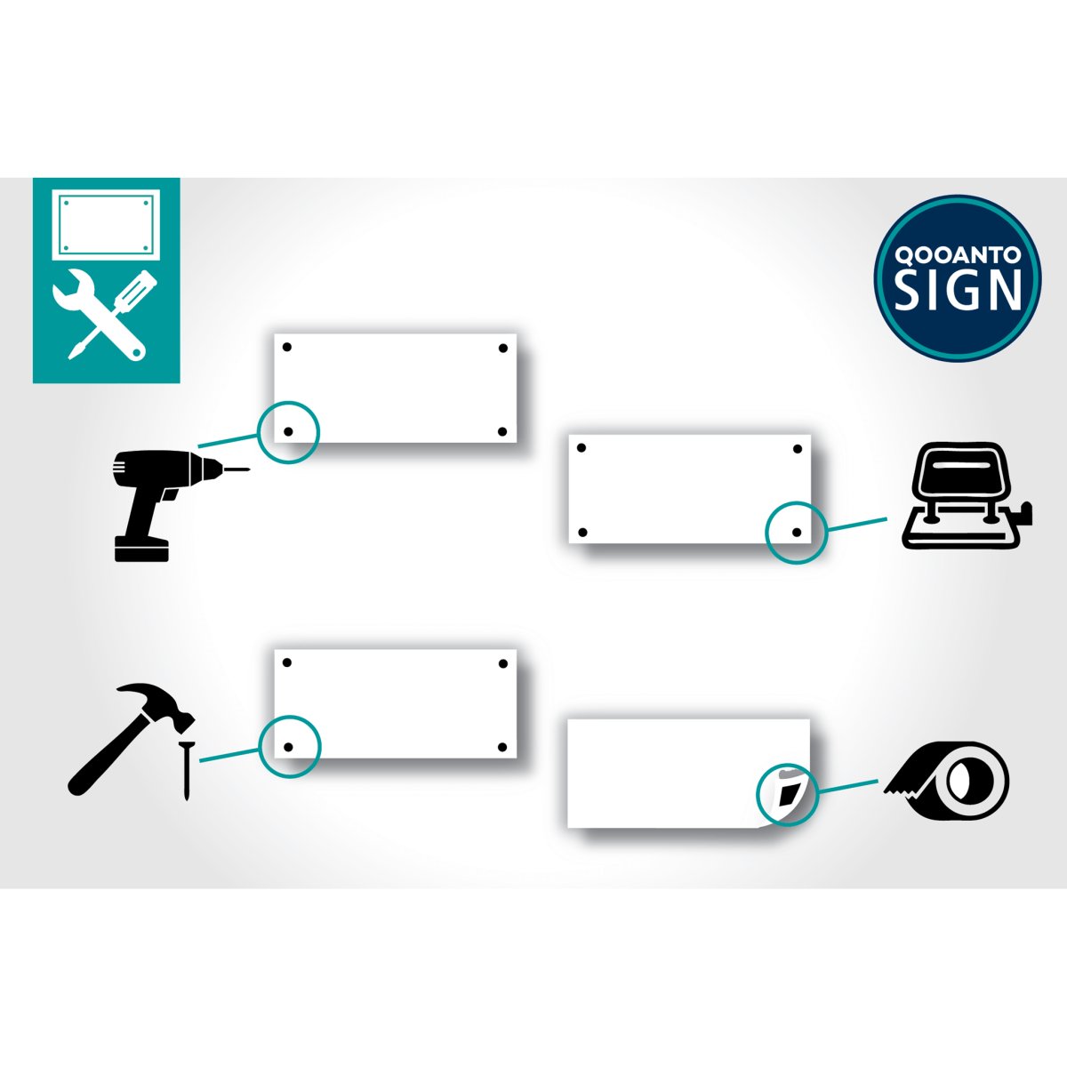 Privat Parkplatzschild | Alu-Verbund | Weiss/Blau | Rechteck | Querformat - QOOANTO-SIGN