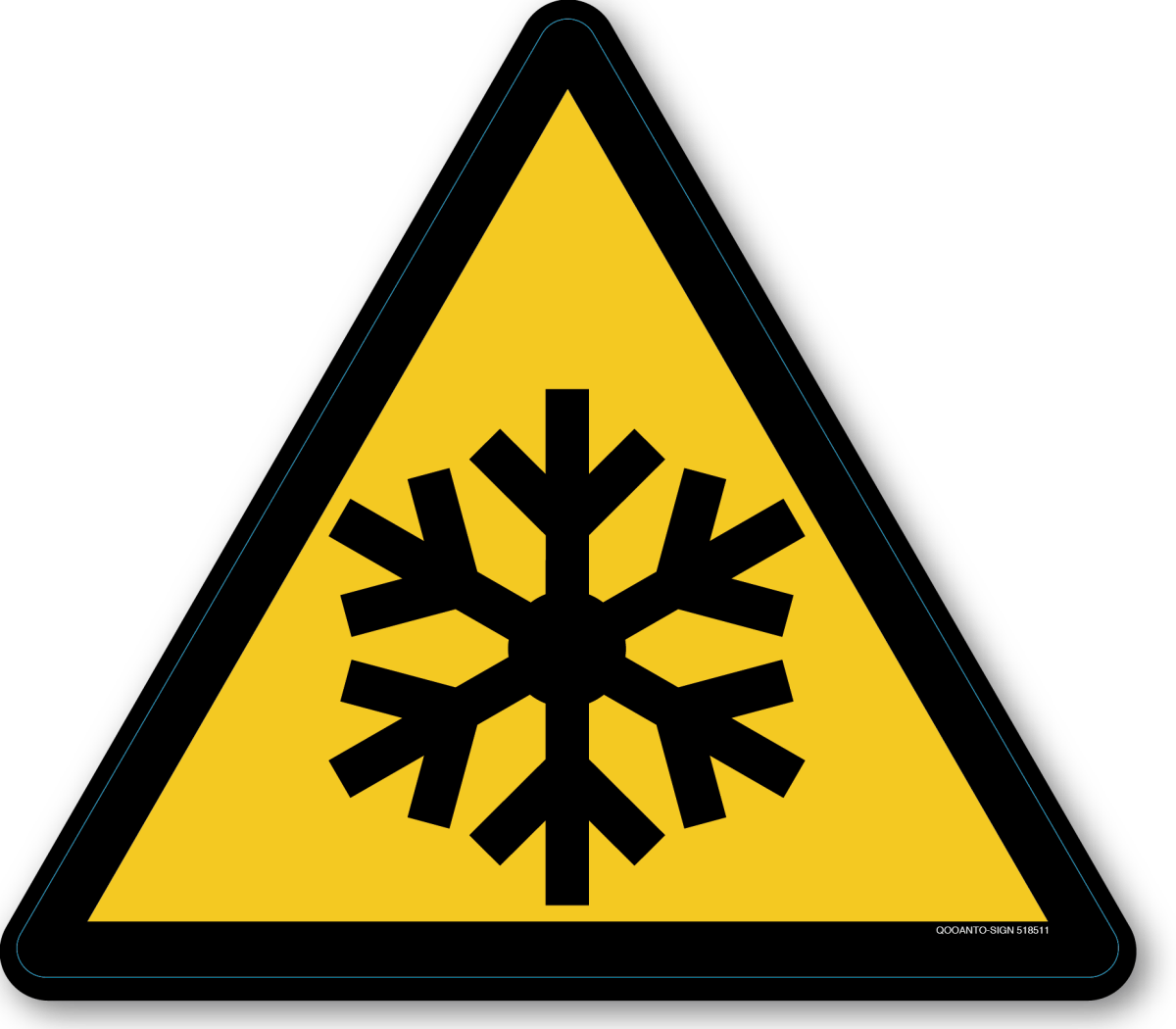 Warnung Vor Niedriger Temperatur Kälte, EN ISO 7010, W010 Warnschild oder Aufkleber aus Alu-Verbund oder Selbstklebefolie mit UV-Schutz - QOOANTO-SIGN