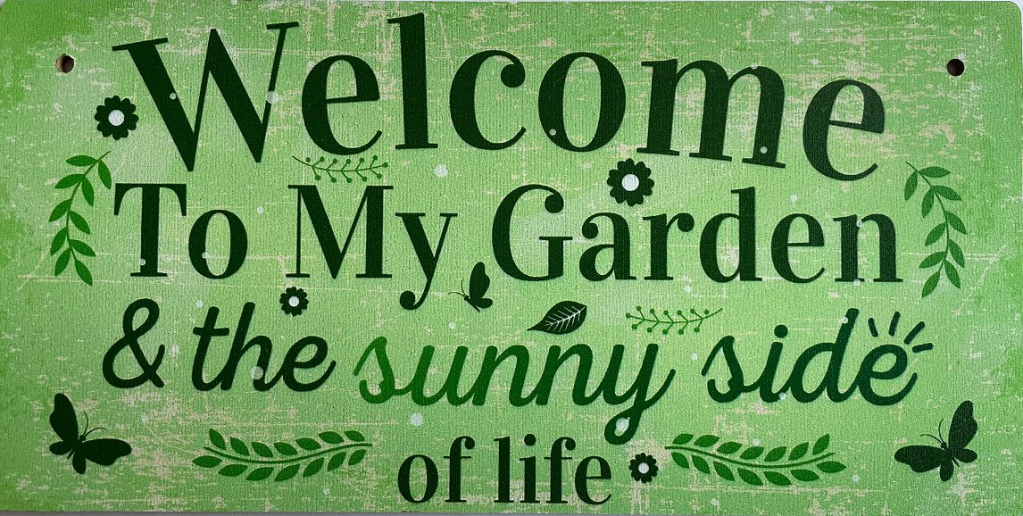 Welcome to my Garden & the sunny side of life Dekoration Schild aus Holz - QOOANTO-SIGN